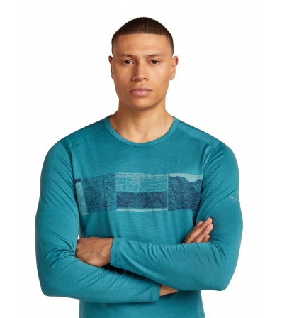 Icebreaker M's Merino 200 Oasis LS Crewe Thermal Top Elevation Line